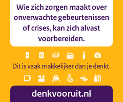 Banner over voorbereiden op onverwachte gebeurtenissen. Gaat naar website denkvooruit.nl