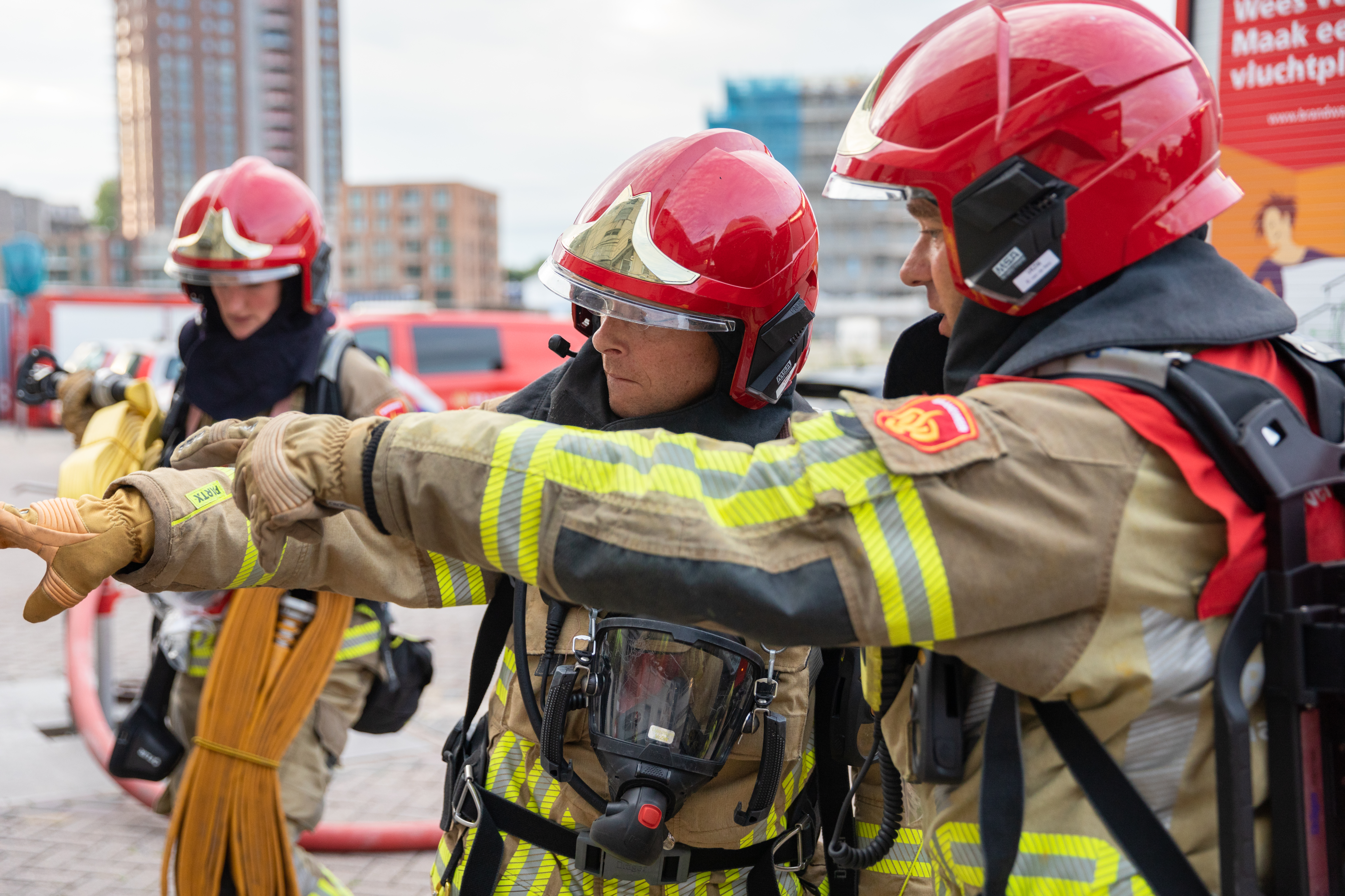 Brandweer tijdens een oefening